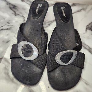 PENMAN WOMENS BLACK SIZE 7 - 8 LOW HEEL SANDALS